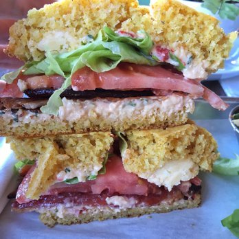 The Pickled Peach - Corn bread BLT, so good - New American Near Me - Davidson, North Carolina