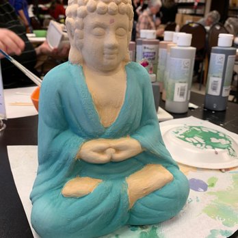 Art Attack - Hand ceramic Buddha ready to be fired! FYI looks way better after fired - Paint-Your-Own Pottery Near Me - Albuquerque, New Mexico