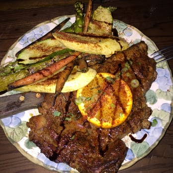 Old Place - Boneless Ribeye Steak! They were kind enough to let me substitute the HUGE baked potato and salad with roasted veggies. - American Near Me - Cornell, California