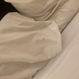 Food stains on the pillows. Crusty Food stains on the pillows. Crusty