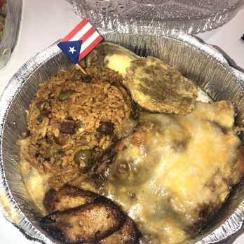 J R Pizza Bella Restaurant - Arroz con Gandules, Pastelon (Puerto Rican Lasagna), maduros, tostones and aguacate - Italian Near Me - Margate, Florida