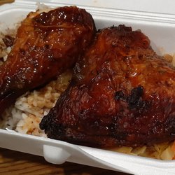 Medium Jerk Chicken meal w/rice&peas and veg $10