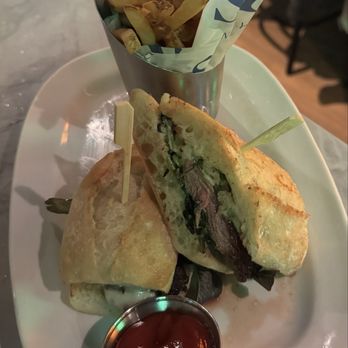 Stout NYC - Grilled NY Strip Steak Sandwich - Irish Near Me - New York, New York Stout NYC - Grilled NY Strip Steak Sandwich - Irish Near Me - New York, New York