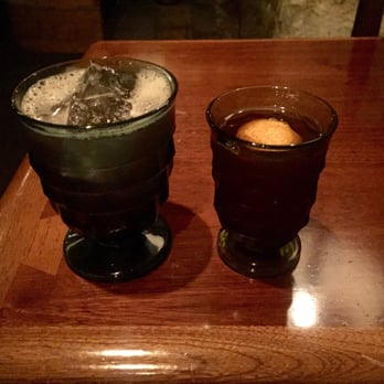 Watershed - The Roger Roger (left) and a Manhattan (right). - Lounges Near Me - Chicago, Illinois Watershed - The Roger Roger (left) and a Manhattan (right). - Lounges Near Me - Chicago, Illinois
