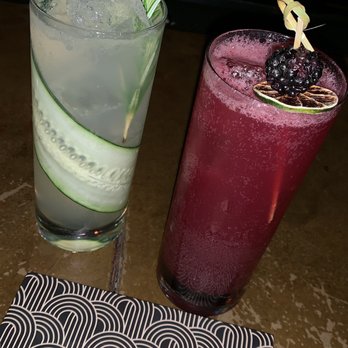 The Ostrich - Vodka Collins w Cucumber Rosemary Shrub  & Vodka Collins w/ blackberry lime (**way better**) - Cocktail Bars Near Me - Chandler, Arizona