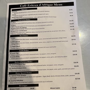 Cafe Eritrea D'Afrique - Menu - Ethiopian Near Me - Oakland, California
