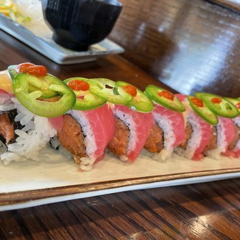 Toshi 1.0 - 911 roll spicy tuna inside with tuna and jalapeño on top - Japanese Near Me - Atascadero, California