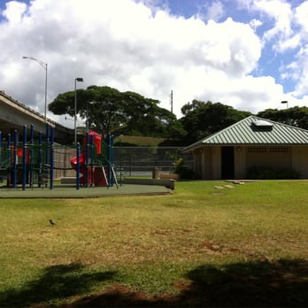 Moanalua Community Park - Playground on left; bathrooms on right; newly paved tennis courts in back - Parks Near Me - Honolulu, Hawaii