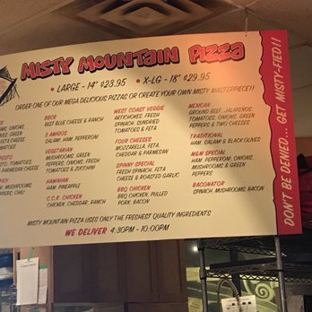 Misty Mountain Pizza - Menu - Pizza Near Me - Whistler, British Columbia Misty Mountain Pizza - Menu - Pizza Near Me - Whistler, British Columbia