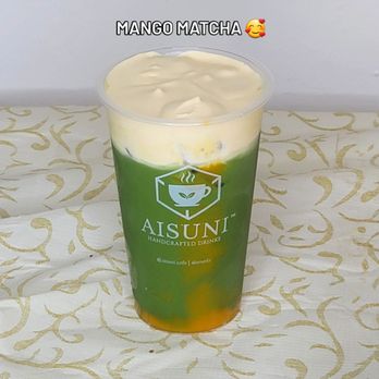 Aisuni - Mango + Matcha with matcha cloud foam - Coffee & Tea Near Me - Alameda, California Aisuni - Mango + Matcha with matcha cloud foam - Coffee & Tea Near Me - Alameda, California