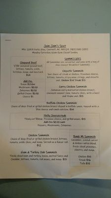 Menu photo 8 Jam Jam's Spot Cantwell, AK