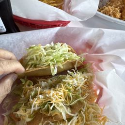 Crispy Taco shredded beef and shredded chicken.