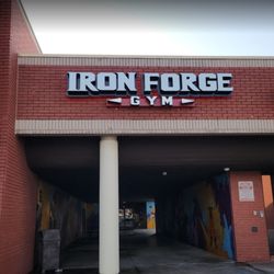 Iron Forge Gym - The newly installed Iron Forge Gym sign out front.