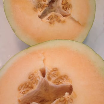Dublin Farmers' Market - Inside of Crenshaw Melon...it taste like a super sweet cantaloupe!!! Yummy!!! I guess the seller was right! - Farmers Market Near Me - Dublin, California
