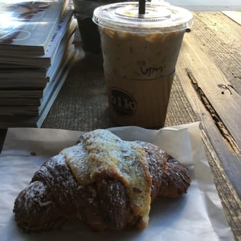 Blk Dot Coffee - Almond croissant and VTM iced coffee - Coffee & Tea Near Me - Irvine, California Blk Dot Coffee - Almond croissant and VTM iced coffee - Coffee & Tea Near Me - Irvine, California