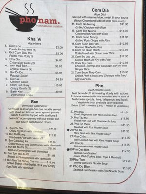 Menu photo 5 Pho Nam Cornelius, NC