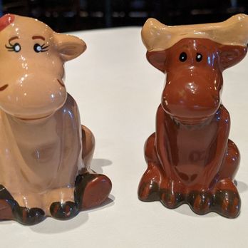 The Blue Bicycle - Salt and pepper shakers that I got in exchange. I love moose! - French Near Me - Dawsonville, Georgia