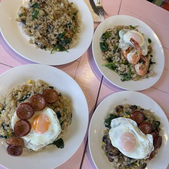 Cafe Morey's - Four fried rice plates.  All with leftovers because the portions are big! - American Near Me - Honolulu, Hawaii