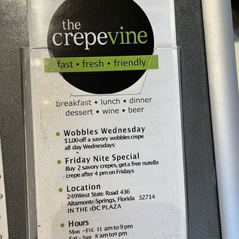 The Crepevine - menu - Creperies Near Me - Altamonte Springs, Florida The Crepevine - menu - Creperies Near Me - Altamonte Springs, Florida