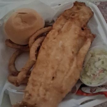 Christos Pizza - Fish & Onion Rings. Had a clearer and brighter picture but it won't upload - Pizza Near Me - Worcester, Massachusetts