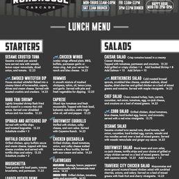Lunch menu stating on Saturdays Dinner at 3pm