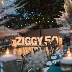 Sunshine Glow Co - 50th Birthday celebration spelling Ziggy 50 with our lighted Marquee Letters.
