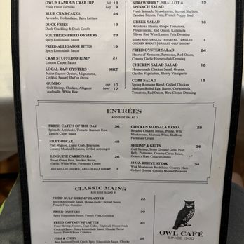 Owl Cafe - Menu - Bars Near Me - Apalachicola, Florida