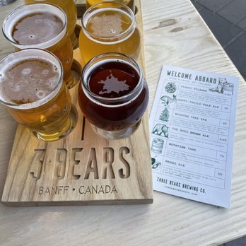 Three Bears Brewery and Restaurant - Flight - Brewpubs Near Me - Banff, Alberta Three Bears Brewery and Restaurant - Flight - Brewpubs Near Me - Banff, Alberta