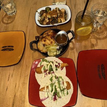 Union Chicken - Spit-fired rotisserie quarter chicken leg & crispy brussels sprouts, cod fish tacos and house made sweet iced tea - Chicken Shop Near Me - Toronto, Ontario