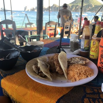 Omega - Grilled fish taco, coconut batter fish taco & rice/beans. So tasty & perfect portion! - Mexican Near Me - Cabo San Lucas, BCS