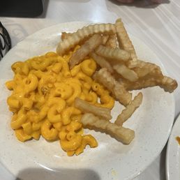 Mac and cheese and fries Mac and cheese and fries
