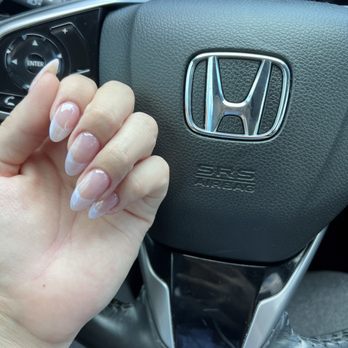 Miracle Nails - French tip with like a pearl/ iridescent blue, got a lot of compliments for it, did especially for my baby shower - Nail Salons Near Me - San Antonio, Texas