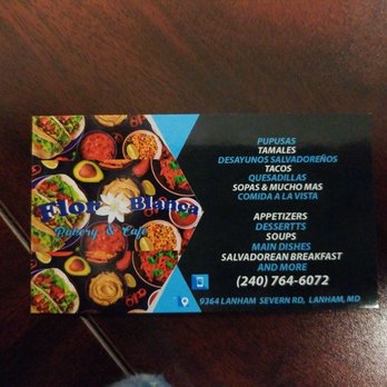 Flor Blanca Bakery & Cafe - business card - Latin American Near Me - Lanham, Maryland Flor Blanca Bakery & Cafe - business card - Latin American Near Me - Lanham, Maryland