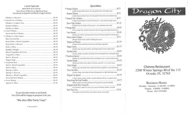 Menu photo 7 Dragon City Oviedo, FL