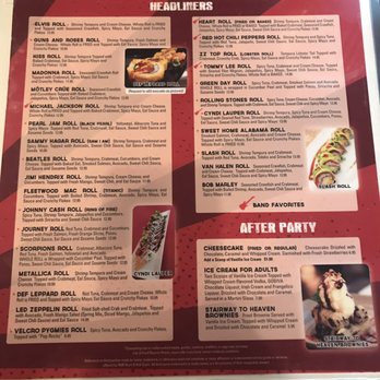 Rock N Roll Sushi - Right inside menu - Sushi Bars Near Me - D'Iberville, Mississippi Rock N Roll Sushi - Right inside menu - Sushi Bars Near Me - D'Iberville, Mississippi
