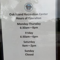 Oak Island Recreation Center - Hours of operation 9/2019