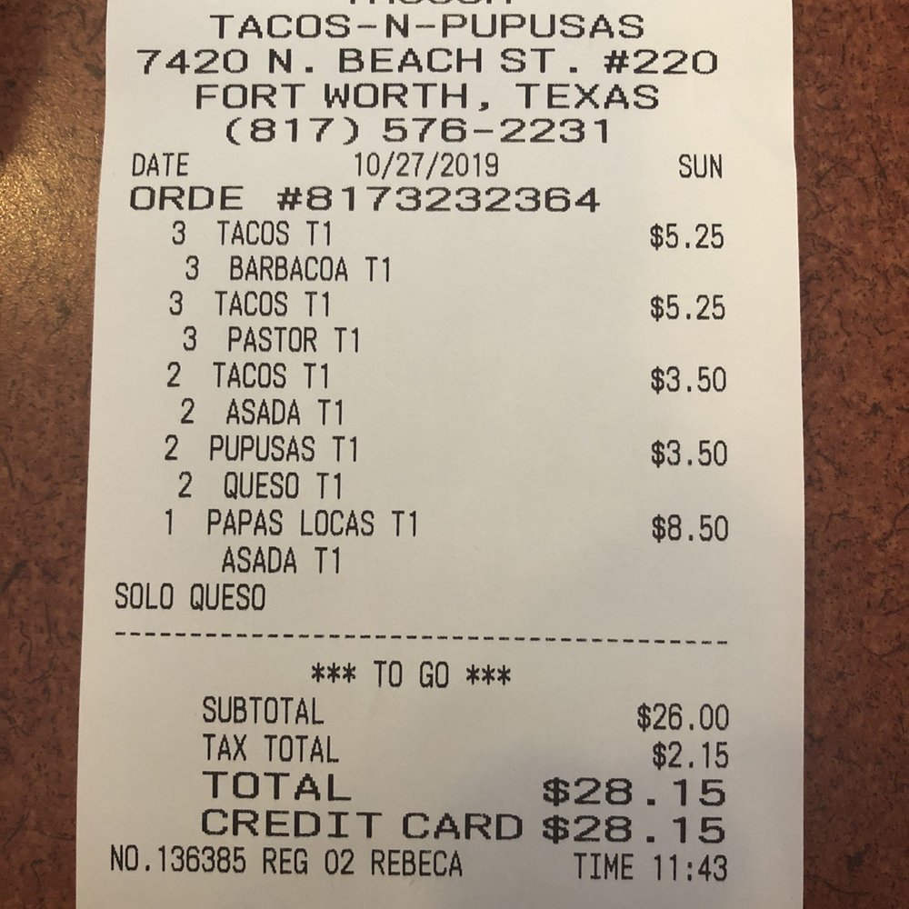 Tacusa - This is just to show the new regular prices..this is for 8 street tacos, 2 cheese papusas and a papas locas - Tacos Near Me - Fort Worth, Texas Tacusa - This is just to show the new regular prices..this is for 8 street tacos, 2 cheese papusas and a papas locas - Tacos Near Me - Fort Worth, Texas