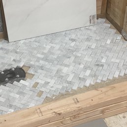 1x3 honed marble floor mosaic. Can't wait to see it installed 1x3 honed marble floor mosaic. Can't wait to see it installed