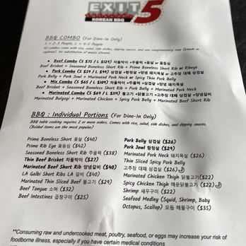 Exit 5 Korean BBQ - Combos & Individual Portions - Korean Near Me - Renton, Washington