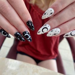 H & H Nail Salon - Moon & star designs -Full Set with gel