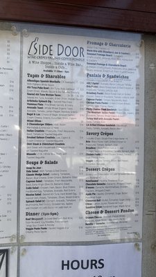 Menu photo 2 Side Door Wine Bar & Cafe Mammoth Lakes, CA Menu photo 2 Side Door Wine Bar & Cafe Mammoth Lakes, CA