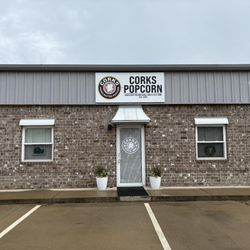 Corks Popcorn - Close up photo of the outside of our store