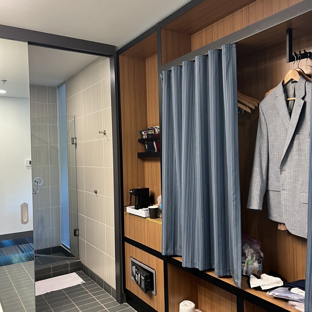 Aloft by Marriott Nashville Franklin - Large bathroom with frig, coffee, safe, storage - Hotels Near Me - Franklin, Tennessee Aloft by Marriott Nashville Franklin - Large bathroom with frig, coffee, safe, storage - Hotels Near Me - Franklin, Tennessee