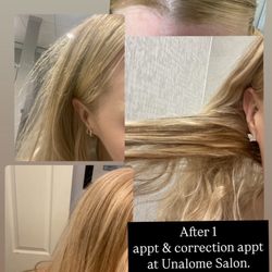 Unalome Salon - Poor color, fried dried hair. Bad base lift. Not at all the tone I asked for.