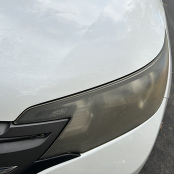 Maine’s Headlight Restoration - Before: Dull, hazy, yellowed headlights that reduce visibility and make your car look older. - Auto Detailing Near Me Maine’s Headlight Restoration - Before: Dull, hazy, yellowed headlights that reduce visibility and make your car look older. - Auto Detailing Near Me