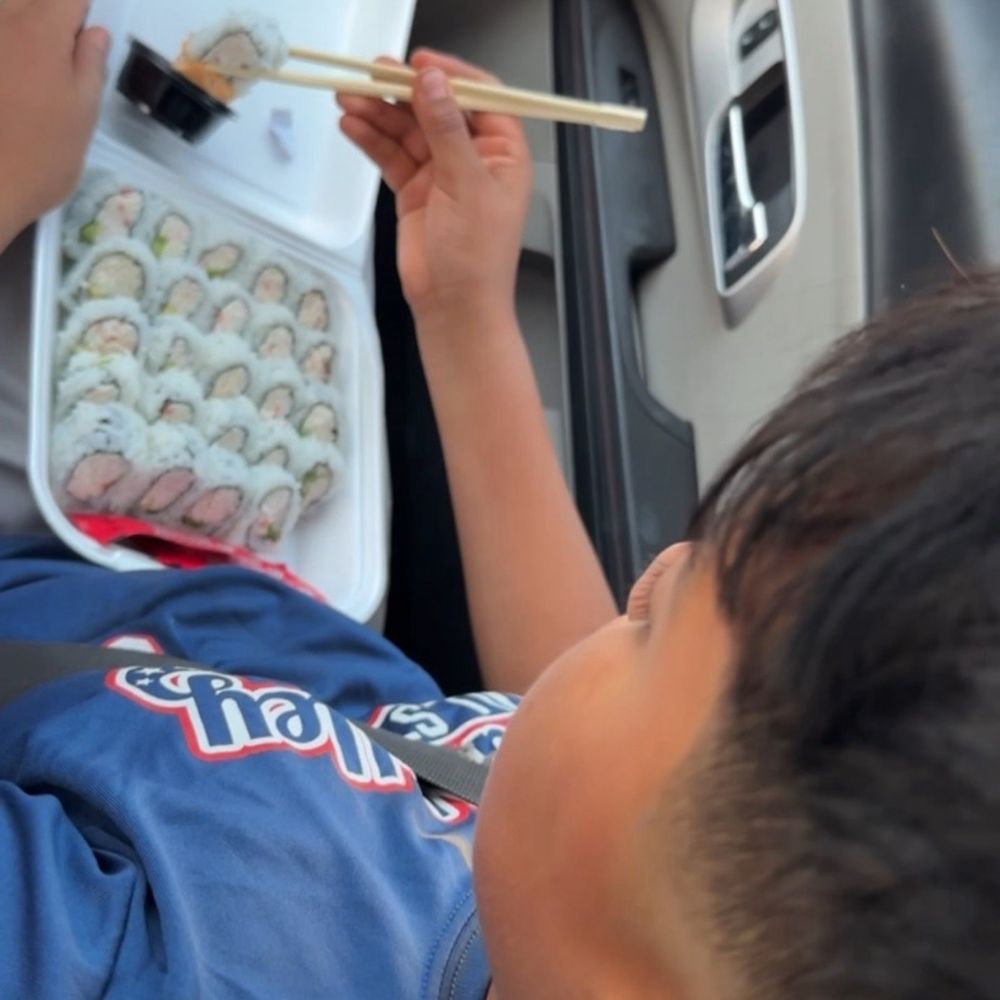My Son Eating the cali California Box (25 Pieces) after baseball practice. Loved it. My Son Eating the cali California Box (25 Pieces) after baseball practice. Loved it.