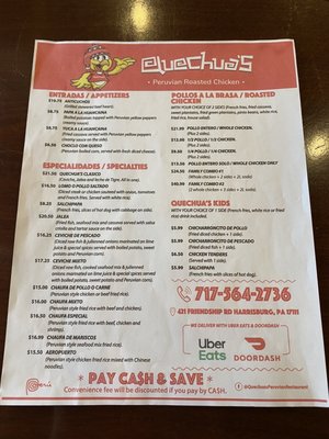 Menu photo 1 Quechua'S Restaurant Hampden, PA Menu photo 1 Quechua'S Restaurant Hampden, PA