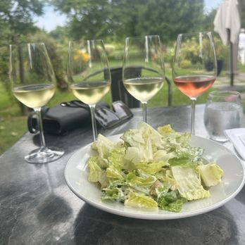 Jamesport Vineyards - Caesar salad in my flight of whites - Wineries Near Me - Jamesport, New York