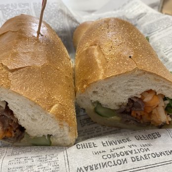 Pho & Baguette - S6. Lemongrass Beef Sandwich / Banh mi bo nuong xa Vey good! Crusty baguette, flavorful beef, tangy pickled vegetables! - Vietnamese Near Me - Milltown, New Jersey Pho & Baguette - S6. Lemongrass Beef Sandwich / Banh mi bo nuong xa Vey good! Crusty baguette, flavorful beef, tangy pickled vegetables! - Vietnamese Near Me - Milltown, New Jersey