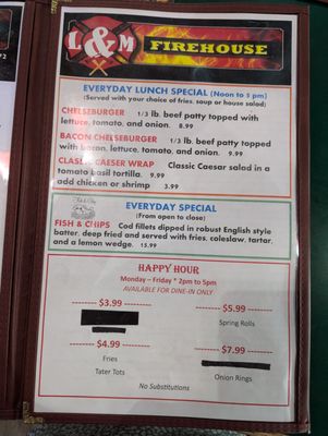 Menu photo 1 L & M Firehouse Orting, WA